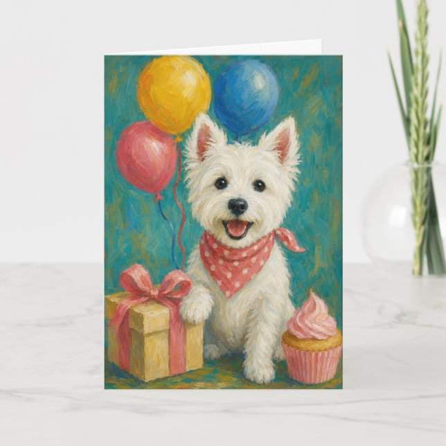 Söt Westie-födelsedagskort | West Highland Terrier Kort (Framsida)