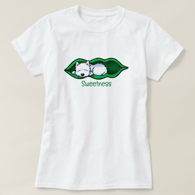 Söt Westie Terrier Ärta Pod T-Shirt (Design framsida)