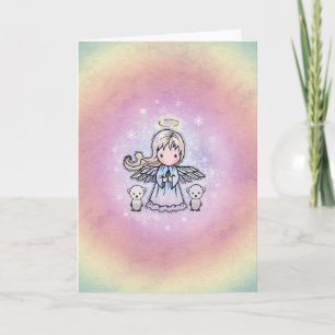 Söt Whimsical Ängel Isbjörnar Julkort Helgkort