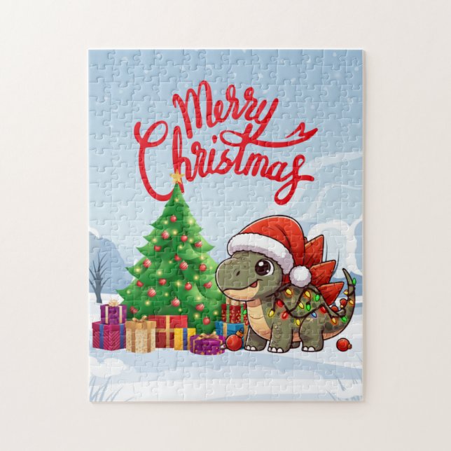 Söt/Whimsical baby jul-stegosaurus  Pussel (Vertikal)