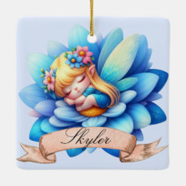 Söt Whimsical Blommig Söta Drömmar Sövande Fe Julgransprydnad Keramik