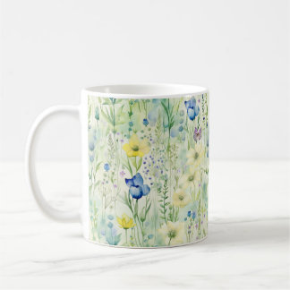 Söt Whimsical Boho Wildblomme Blommigt Pastel Kaffemugg
