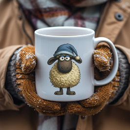 Söt Whimsical Får Julhatt Present Rolig Kaffemugg