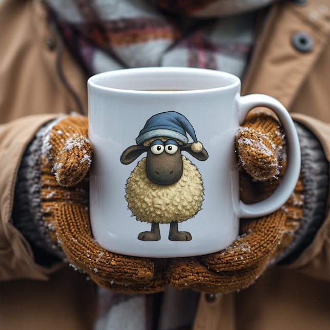 Söt Whimsical Får Julhatt Present Rolig Kaffemugg (Skapare uppladdad)