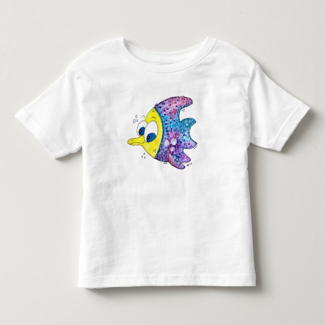 Söt Whimsical Färgrik Fisk T Shirt (Framsida)