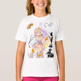 Söt Whimsical Fe-tjej Magisk Natur Grafisk T Shirt