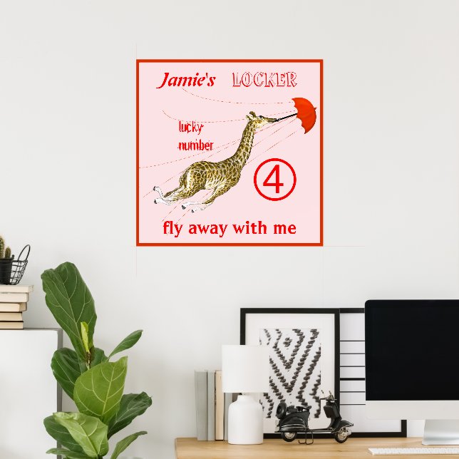 Söt Whimsical Giraffd Paraply Låsskåp Poster (Hemmakontoret)