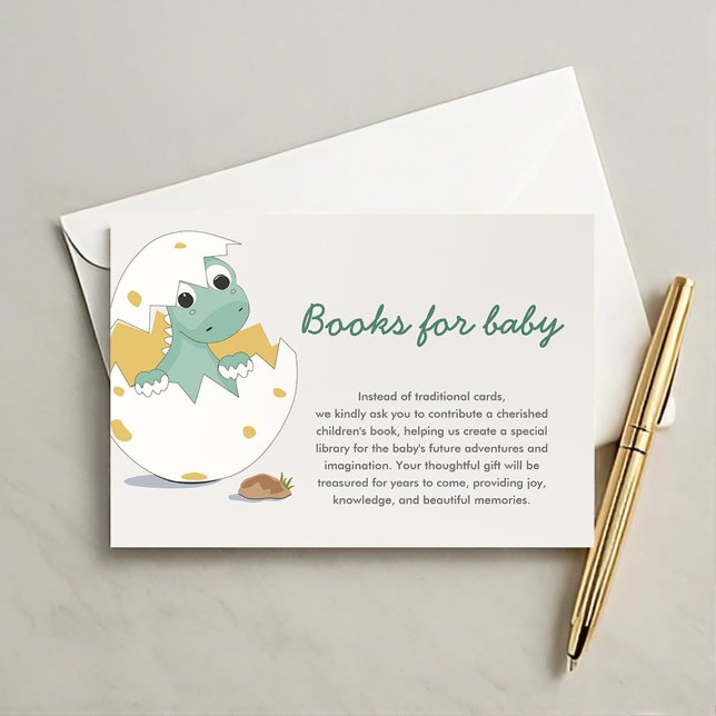 Söt Whimsical Grön Baby Dino Bok Begäran Infoga Tilläggskort (Skapare uppladdad)