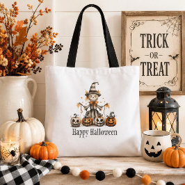 Söt Whimsical Häxa Pumpa Glad Halloween Tygkasse