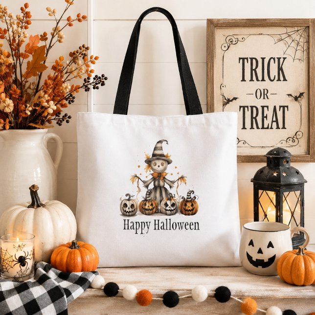Söt Whimsical Häxa Pumpa Glad Halloween Tygkasse (Skapare uppladdad)