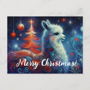 Söt Whimsical Jul Lama Vykort