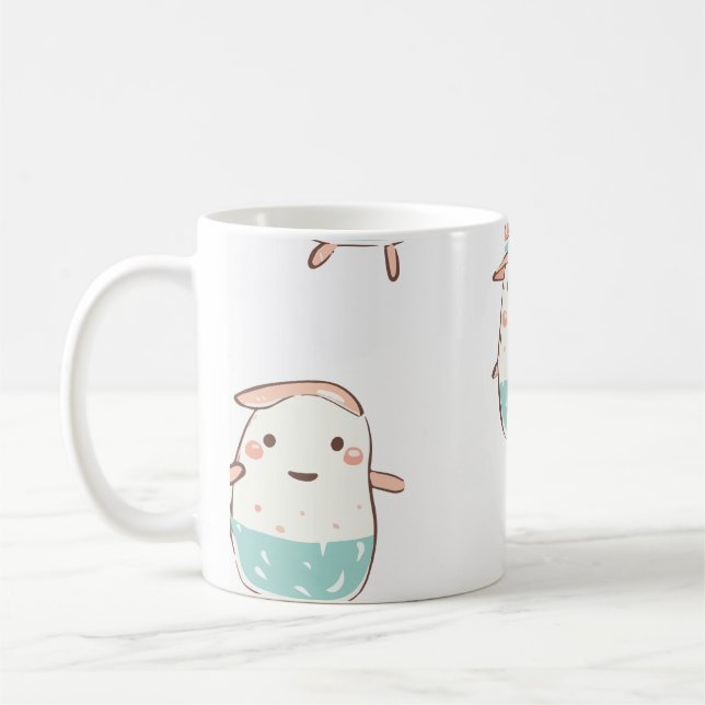 Söt Whimsical Karaktär Mugg | Bedårande Tecknad Se (Vänster)