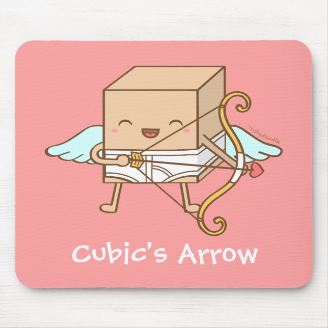 Söt Whimsical Kubisk Cupid Pil Rolig Puns Musmatta (Framsidan)
