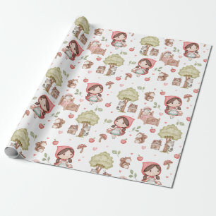 Söt Whimsical Lille Röd Toppluva Sagobok Presentpapper