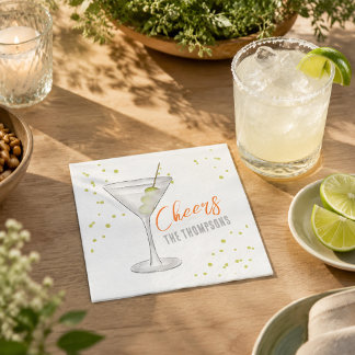 Söt Whimsical Martini Cocktail Enkel Fest Pappersservett
