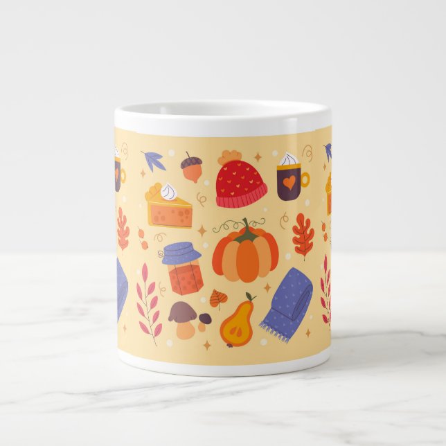 Söt Whimsical Mysig Höst Jättekaffemugg Jumbo Mugg (Framsidan)