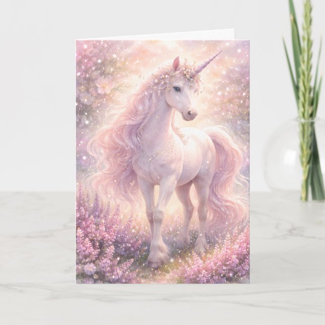 Söt Whimsical pastellfärgad Enhörning Kort (Framsida)