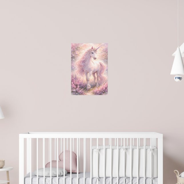 Söt Whimsical pastellfärgad Enhörning Poster (Barnkammare 2)
