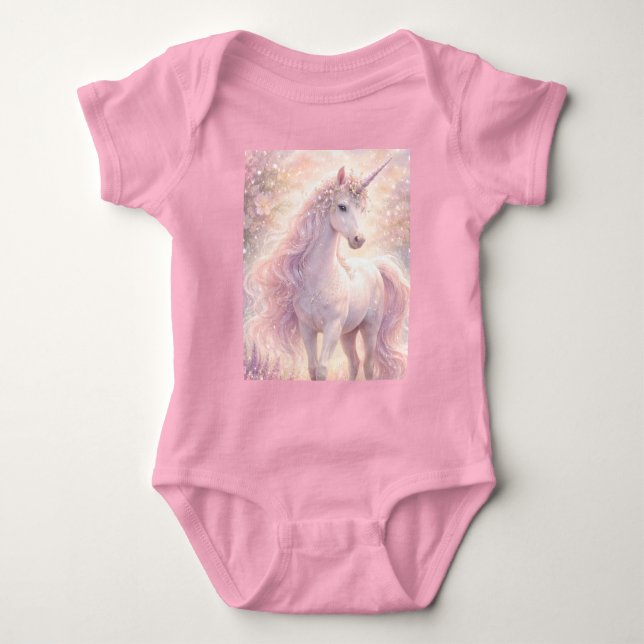 Söt Whimsical pastellfärgad Enhörning T Shirt (Framsida)