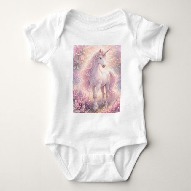 Söt Whimsical pastellfärgad Enhörning T Shirt (Framsida)
