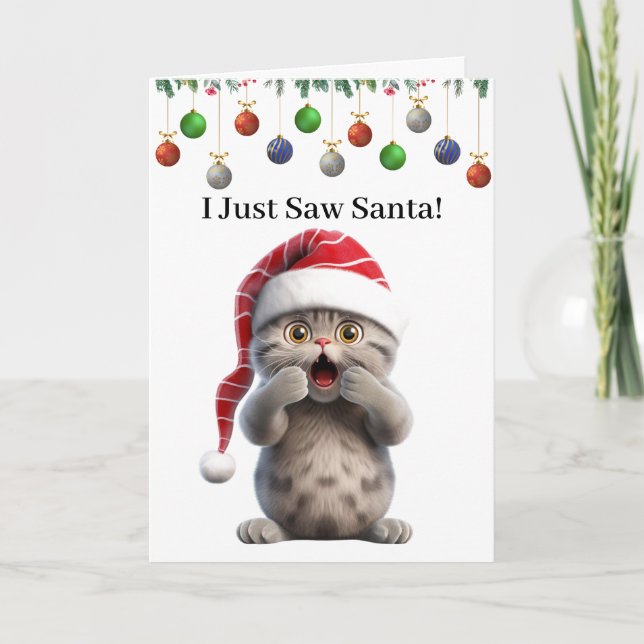 Söt Whimsical Rolig Katt Julhälsningskort Kort (Framsida)