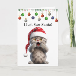 Söt Whimsical Rolig Katt Julhälsningskort Kort