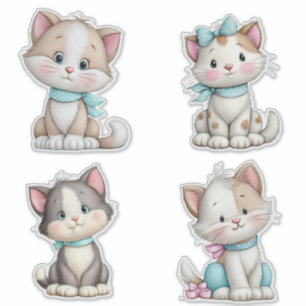Söt Whimsical Tecknad Katt Klistermärken