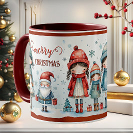 Söt Whimsical Tjejig Jul Kaffemugg