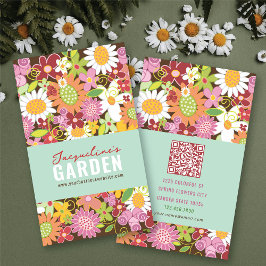 Söt Whimsical Vår blommor Colorful Garden Visitkort