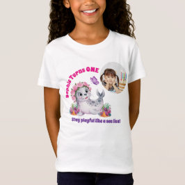 Söt Whimsisk Blommig Sjölejon Foto Barns Födelseda T Shirt
