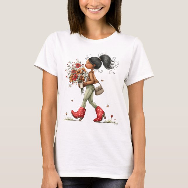 SÖT WHIMSISK HÖST TEMA Flicka T Shirt (Framsida)