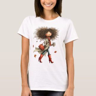 SÖT WHIMSISK HÖST TEMATISK FLICKA T SHIRT