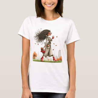 SÖT WHIMSISK HÖST TEMATISK FLICKA T SHIRT