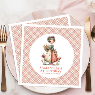 Söt Whimsy Fairy Floral 7-års Födelsedagsfest Serv Pappersservett