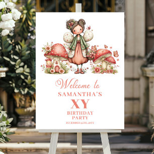 Söt Whimsy Fe Puckelrosa Blommig Födelsedags Välko Poster