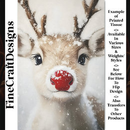 Söt Whimsy Rudolf Ren i Snö BW7 Decoupage