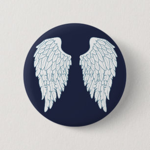 Söt White & Blue Angel Vinge Knapp