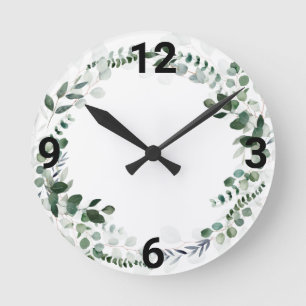 SÖT WHITE BOTANICAL WALL CLOCK RUND KLOCKA