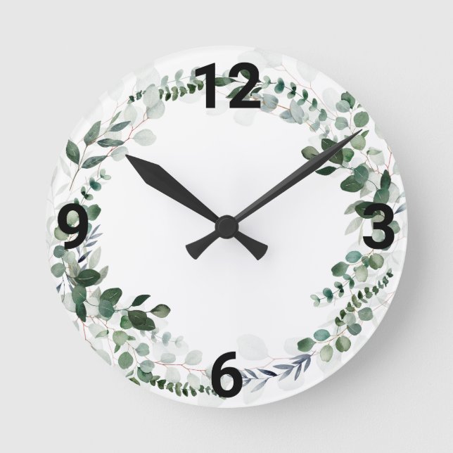 SÖT WHITE BOTANICAL WALL CLOCK RUND KLOCKA (Framsida)