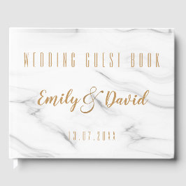 Söt White Brown Marble Elegant bröllop Keepsaké Gästböcker