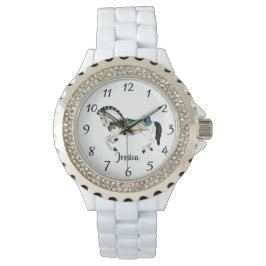 Söt White Carousel Horse Armbandsur