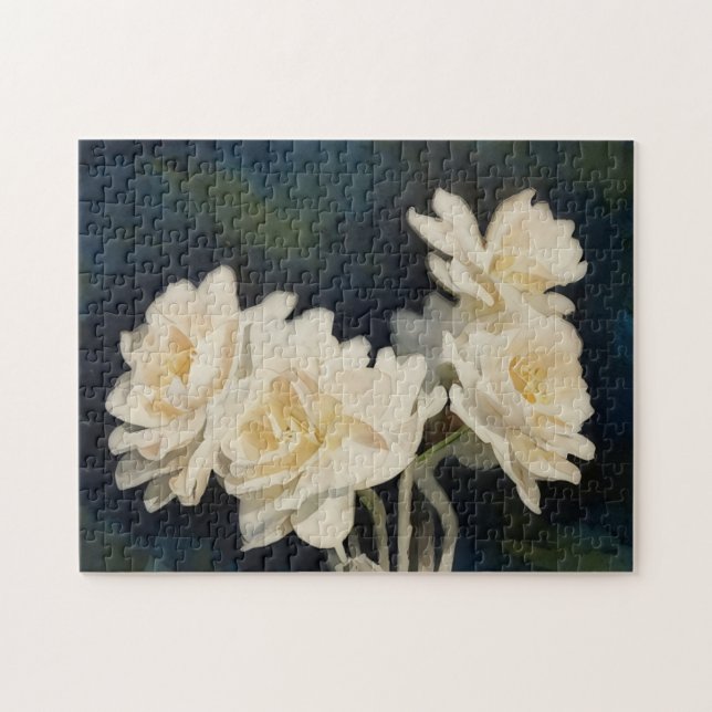 Söt White Daffodil Flowers Art Puzzle Pussel (Horisontell)
