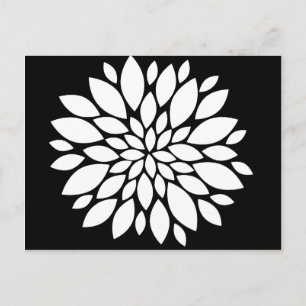 Söt White Flower Petals Art på Black Vykort