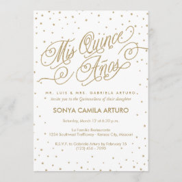 Söt White & Guld Stars Quinceañera Party Inbjudningar
