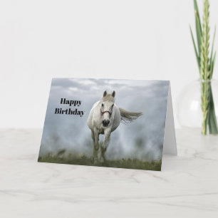 Söt White Horse Cloud Photo Birthday Kort