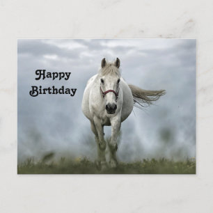 Söt White Horse Cloud Photo Birthday Vykort