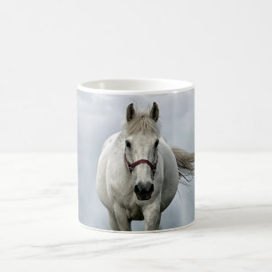 Söt White Horse Cloud Photo Kaffemugg