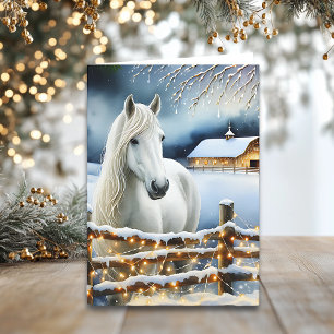 Söt White Horse Farm Personlig jul Kort