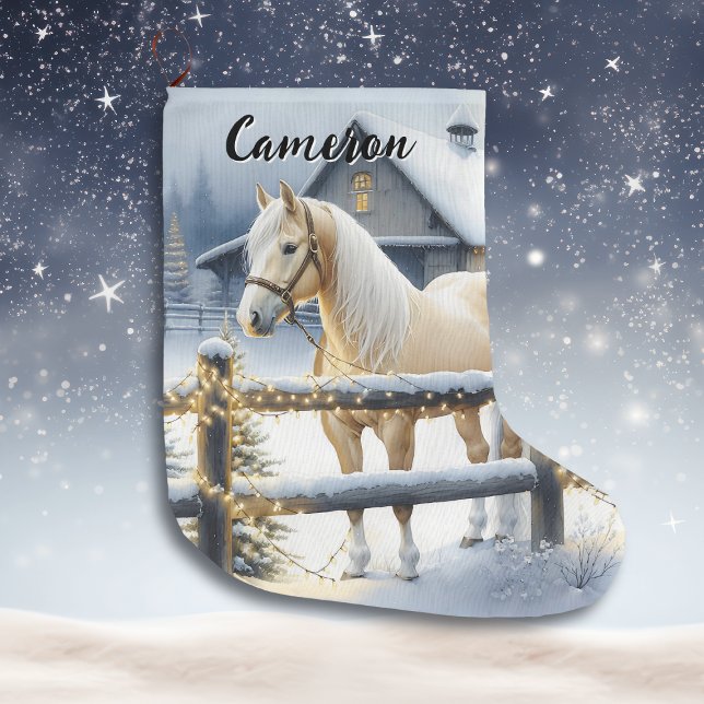 Söt White Horse Personlig jul Stor Julstrumpa (Skapare uppladdad)