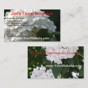 Söt White Hydrangea Mountain Laurel Flowers Visitkort